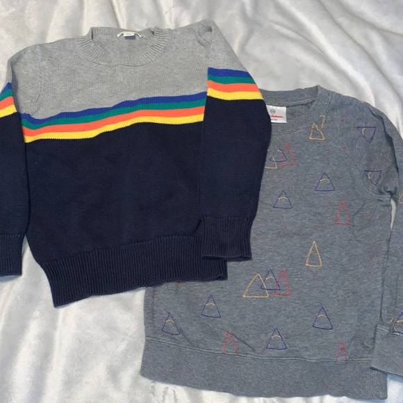 Hanna andersson gray triangle sweatshirt crewcuts knit rainbow knit size 110 4-5 - Picture 1 of 8